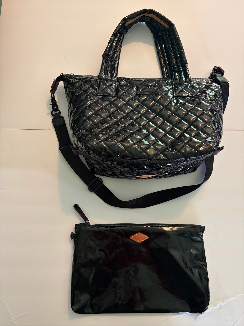 MZ Wallace Black Lacquer Metro Tote Deluxe w/ Pouch